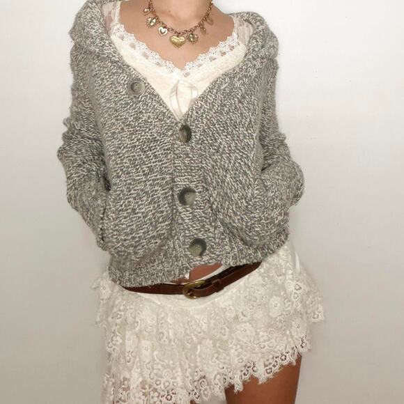 Gray y2k american eagle knit cardigan with pockets - Picture 3 of 7